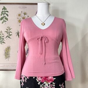 90s Y2k Pink 3/4 Flare Sleeve Babydoll Top Shoujo Girl Himekaji Dolly Coquette L